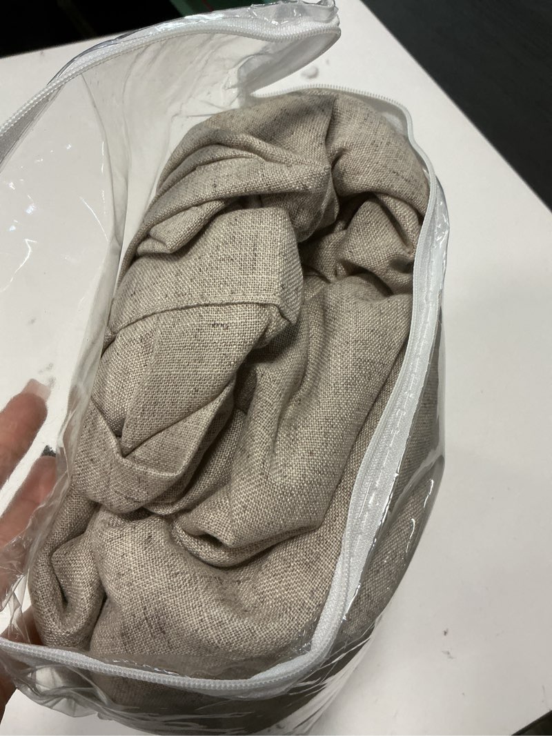 Condition photo showing Good Condition for Joywell Light Brown Linen Curtains 108 Inches Length Long Rod Pocket Back Tab Hook Belt Clip Rings Semi Sheer Window Curtains Drapes for Bedroom Living Room 2 Panels 52x108