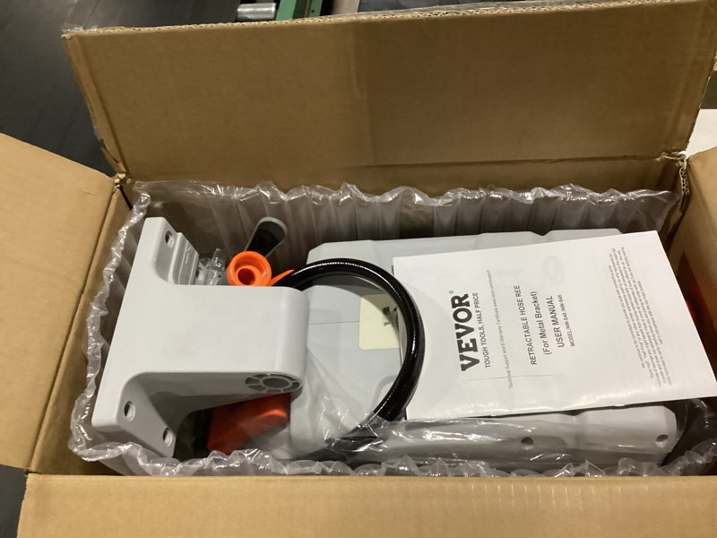 Condition photo showing As Is for vevor retractable garden hose reel, 1/2 inch x 145 ft wall mounted hose reel, heavy duty garden hose reel with 9 patterns nozzle, any length lock, upgraded slow return system and 180°swivel bracket