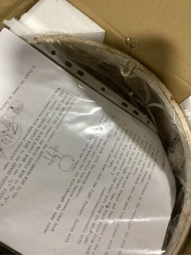 Condition photo showing New/Like New for Crystal Ceiling Light Fixture, Modern Small Chandelier Light Fixture, Farmhouse White Semi Flush Mount Ceiling Light, Round Hallway Lighting Fixtures for Bedroom Entryway Dining Room Living Room Antique White, 3 Light 16" High 12.8" Wide