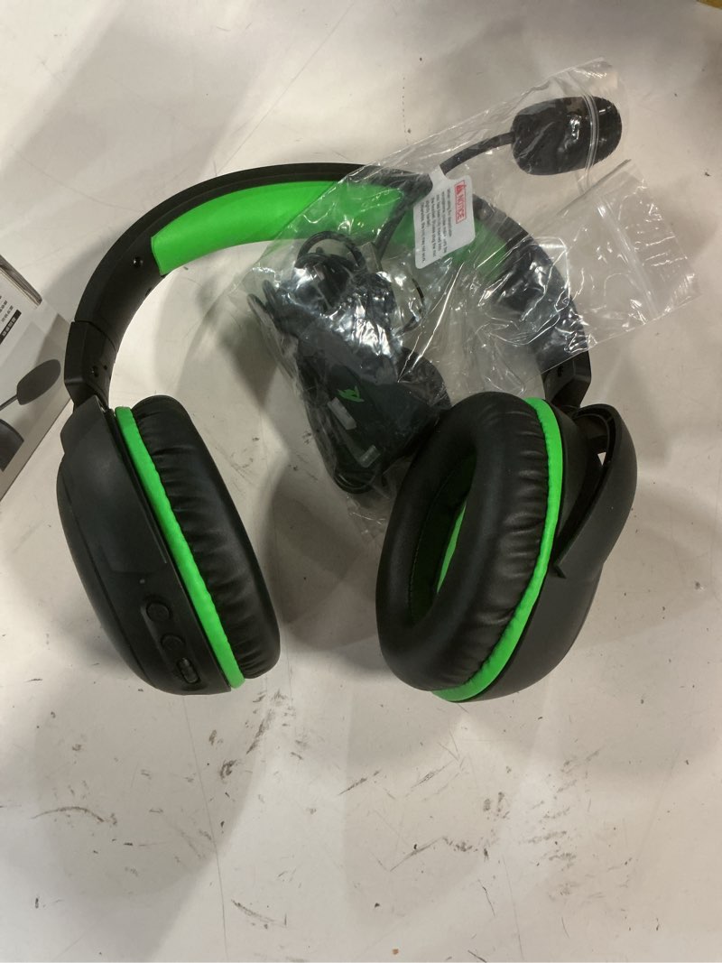Condition photo showing Good Condition for wireless gaming headset for xbox series x|s|one, pc, ps5, ps4, mac, switch, gaming headphones with 2.4ghz, bluetooth 5.4, 53mm 3d stereo sound, 60h battery, detachable noise canceling mic, 3.5mm wired black-green