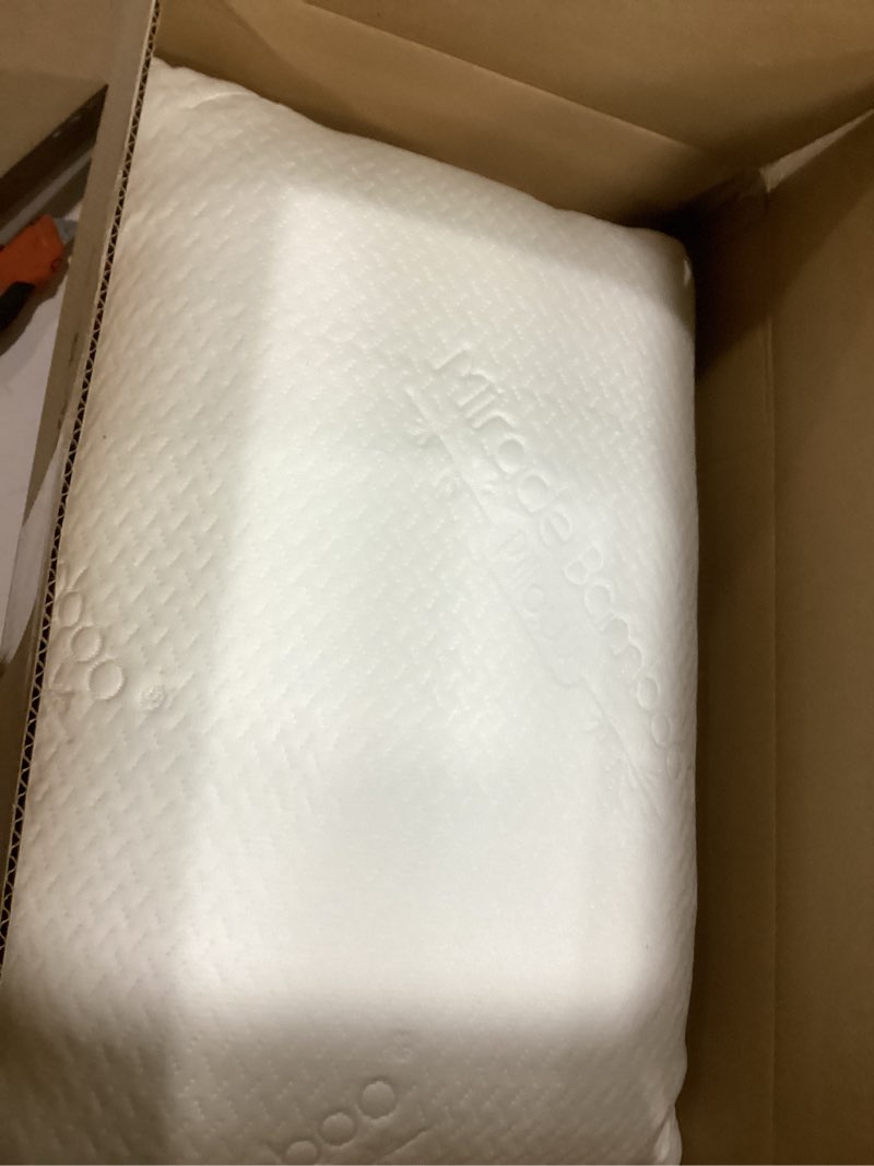 Condition photo showing Good Condition for Ontel Miracle Shredded Memory Foam Pillow with Viscose from Bamboo Cover, Queen, White