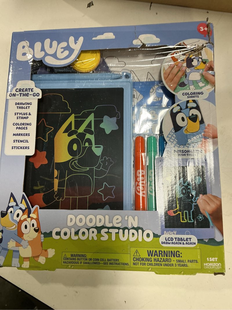 Condition photo showing Good Condition for bluey doodle ‘n color studio, lcd writing tablet with stylus, coloring sheets, markers & more