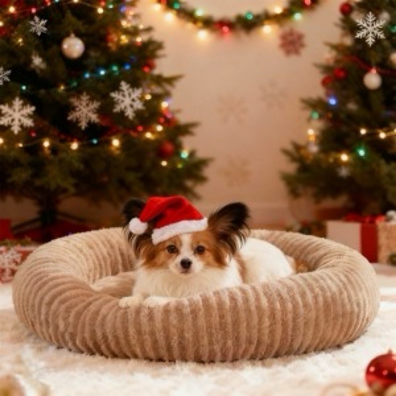 joejoy donut large dog bed, cute round calming dog bed with removable washable cover, orthopedic pet