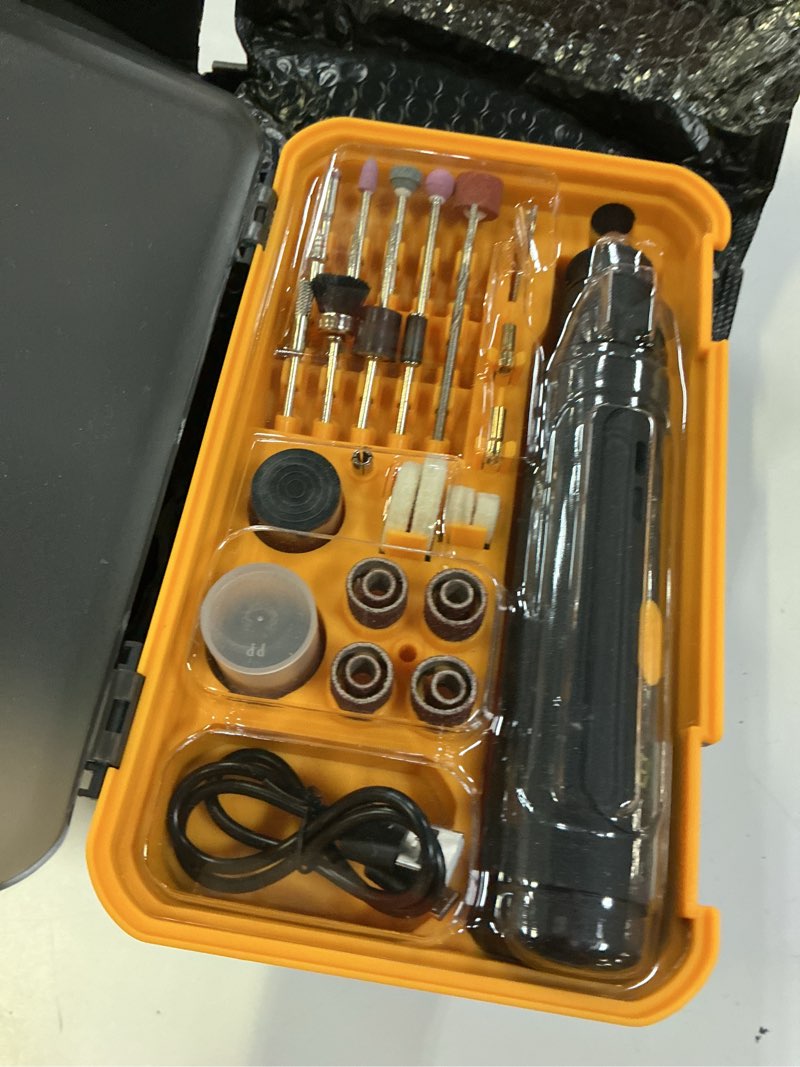 Condition photo showing New/Like New for 8v mini grinder for 3d printing post processing, portable electric grinder with 60-in-1 accessory kit, rotary tool for polishing/engraving/cutting on fdm & sla 3d prints 8v rotary tool box kit