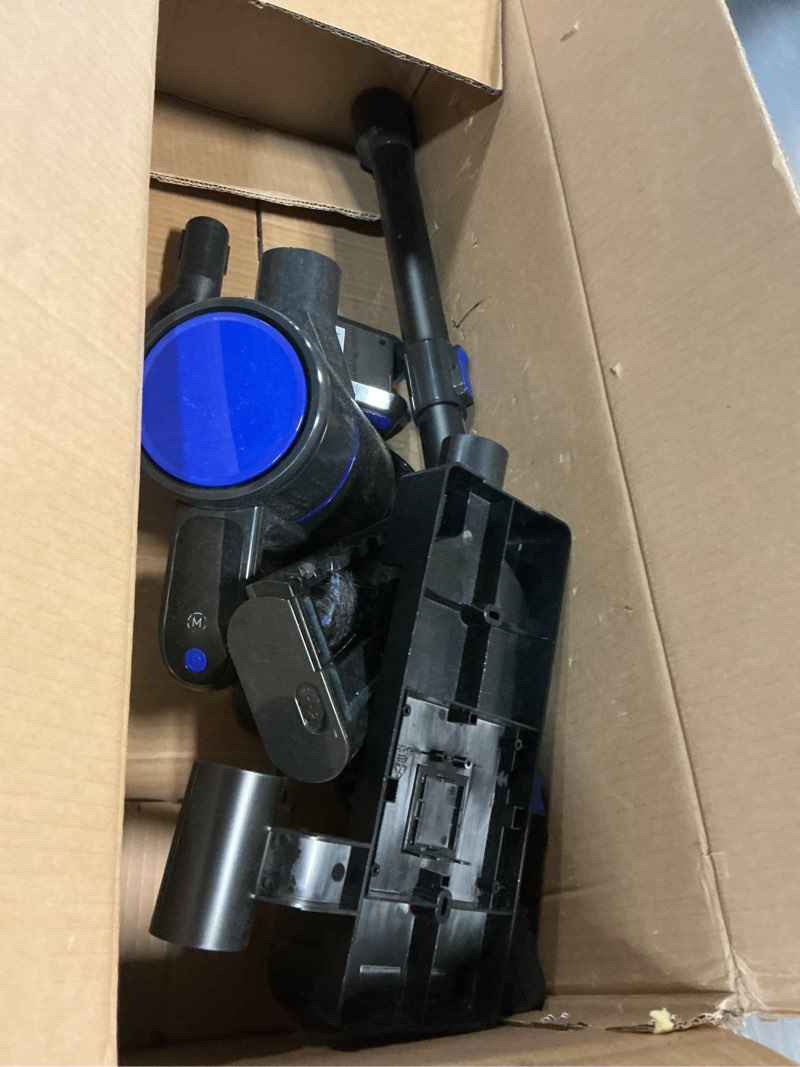 Condition photo showing As Is for dumos cordless vacuum cleaner, lightweight stick vacuum cleaners for home, powerful suction & led lights rechargeable battery for carpets, pet hair, hardwood floors pure black blue 11"*9.9"