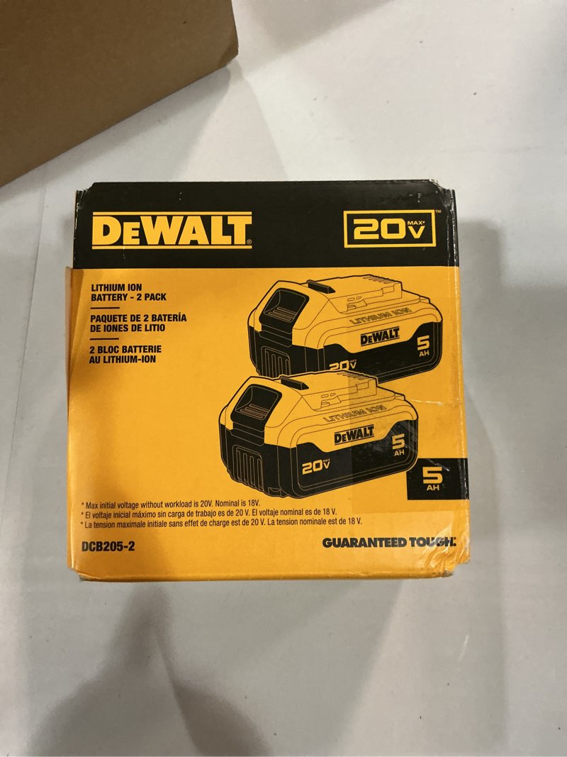 Condition photo showing New/Like New for dewalt 20v max xr 5 ah lithium ion battery 2-pack premium high capacity cordless tool battery packs (dcb205-2)