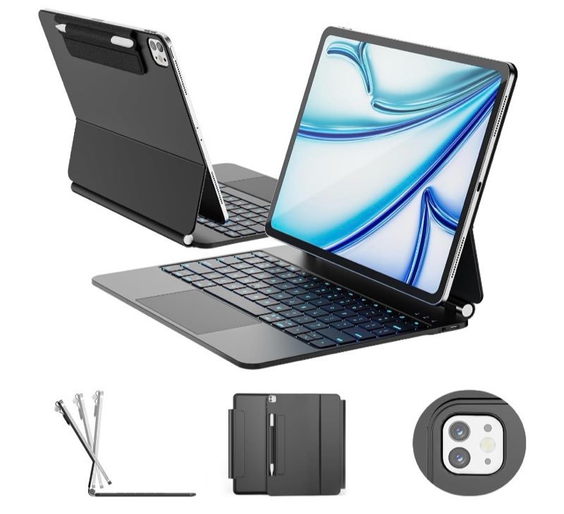 esr [upgraded] ipad air 13 inch case keyboard m4/m3/m2 (2026/2025/2024), easy-set magnetic stand, po