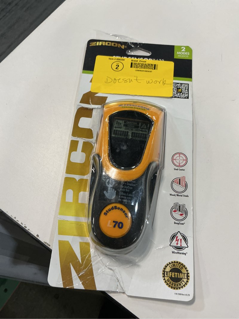 Condition photo showing As Is for Zircon StudSensor L70 OneStep Stud Finder