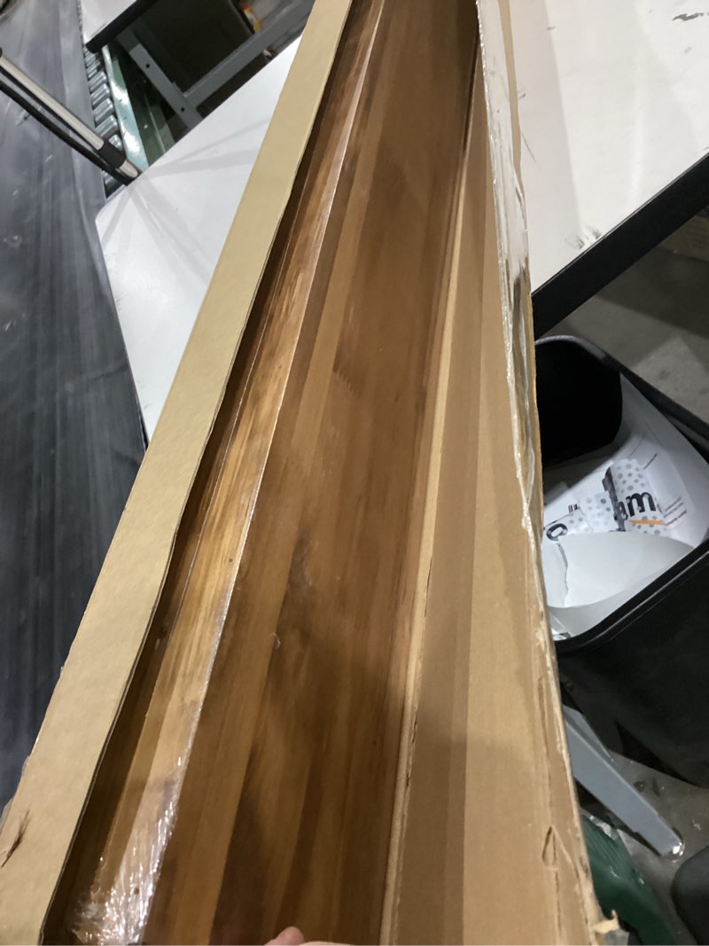 Condition photo showing Good Condition for azsky 48 inch floating wall ledge bookshelf light walnut kids book trophy and family picture photo frames display shelves wall mounted a set of 2 light walnut 48in set 2