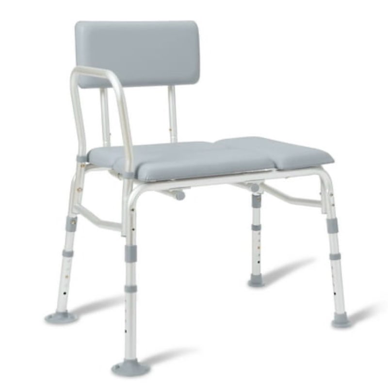 Medline Padded Transfer Bench for Bathtub and Shower  400 lb. Weight Capacity  Gray
