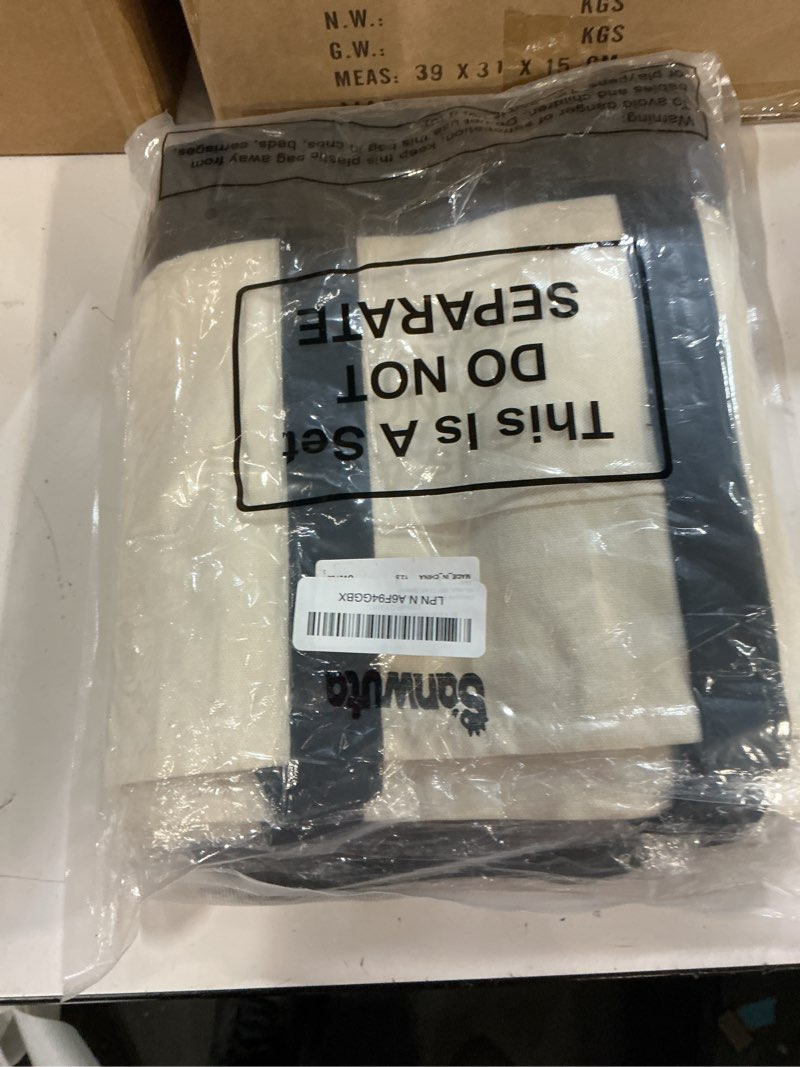 Condition photo showing New/Like New for Sanwuta 6 Pcs Canvas Tote Bags Bulk with Outer Pocket Small Sublimation Blank Canvas Tote Reusable G