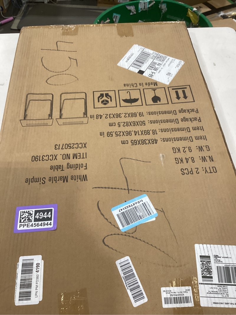 Condition photo showing New/Like New for TV Tray Table,Folding Table with Cup Holder Portable,Foldable Snack Tray for Eating,Small Folding Tables Set of 2,Dinner Tables for Couch, Living Room,Small Space (White Marble,2Pcs) White Marble 2PCS