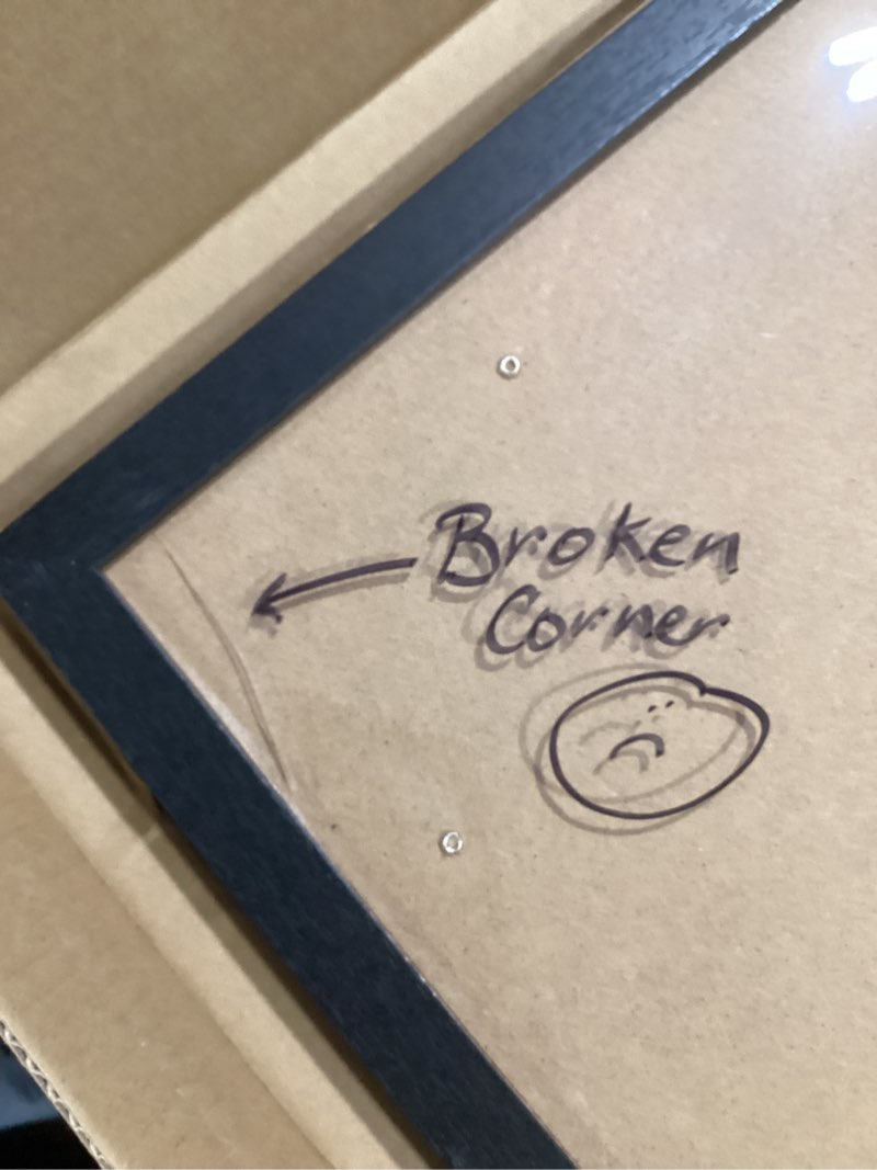 Condition photo showing As Is for a plus max 17x24 picture frame, black engineered wood frame for 17 x 24 inch picture poster photo, l