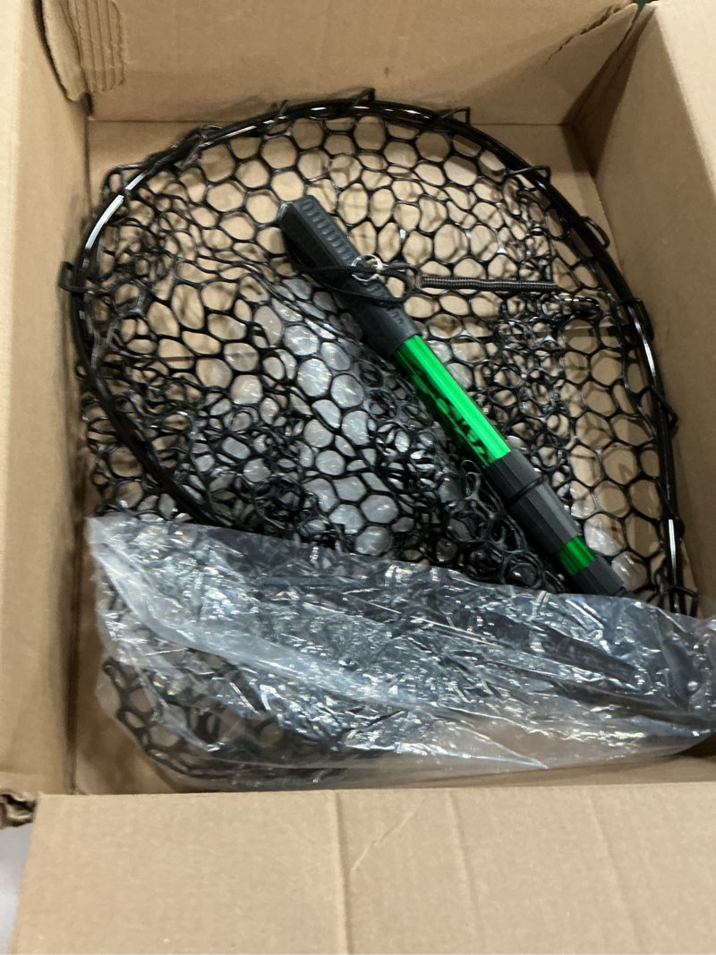 Condition photo showing As Is for Rubber Fishing Net with Telescoping Handle - Silicone Fish Nets for Fishing, Aluminum Alloy Landing Net, Telescoping Handle and Rubber Net, Maximum Load 20 Pounds L, Hoop Size: 20.3? x 16?