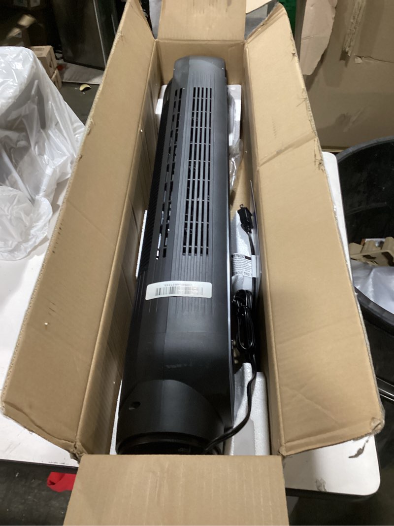 Condition photo showing As Is for Dreo Tower Fan for Bedroom, 2026 Upgraded DC Motor, 28ft/s High Velocity, 20dB Ultra Quiet Standing Fan, 8 Speeds 4 Modes, 90° Oscillating Bladeless Fan for Indoors, Floor Fans with Remote, Black
