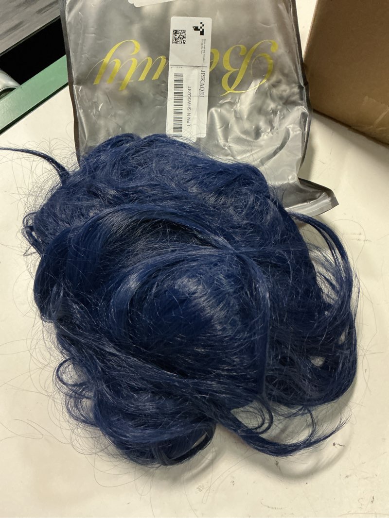 Condition photo showing As Is for 24 inch dark blue wig blue lace front wig pre plucked long body wave 13x4 hd lace wig glueless navy blue colored synthetic lace front wigs for fashion women dark blue-lw