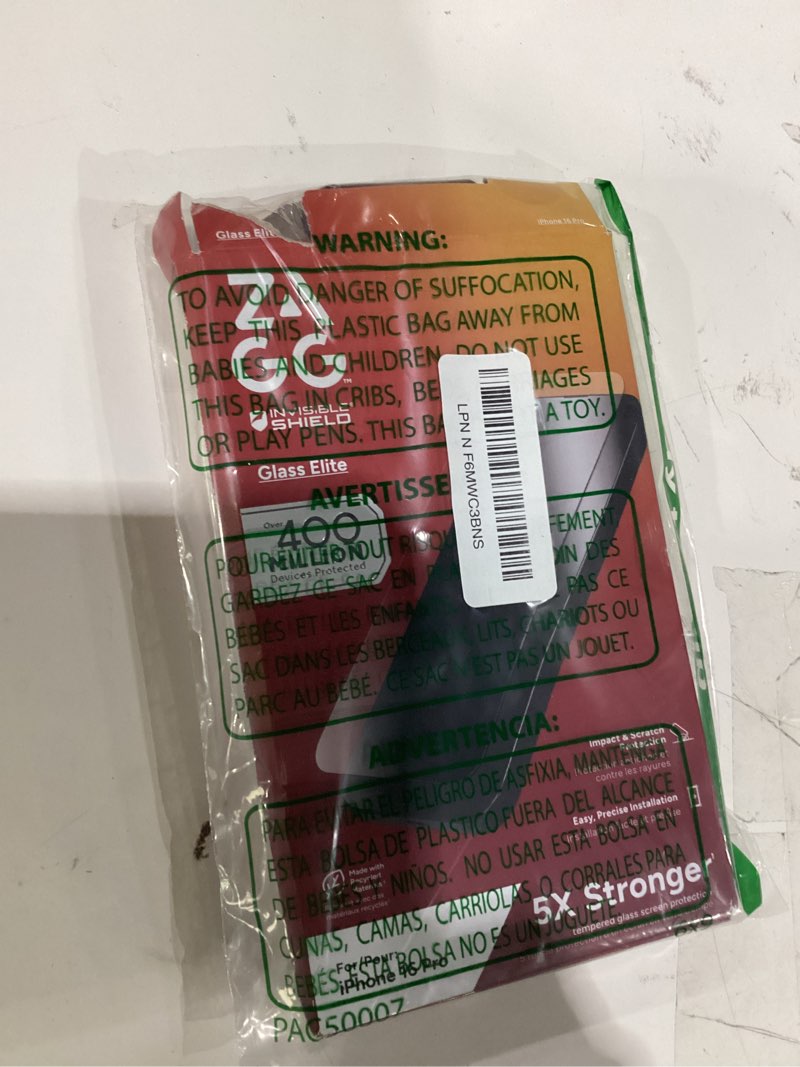 Condition photo showing Good Condition for zagg glass elite screen protector for iphone 16 pro - 5x stronger, reinforced edges, ultra-strong tempered glass, scratch resistant, anti-smudge, easy installation, invisibleshield, eco-friendly iphone 16 pro glass elite