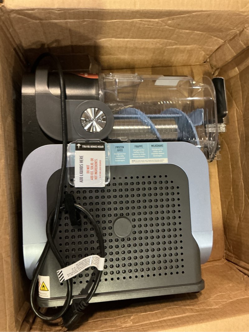 Condition photo showing As Is for ninja slushi frozen drink & slushie machine with rapidchill technology | 88 oz. easy fill vessel | 5 preset programs | make margaritas, frappés, & more | with dishwasher safe parts | black | fs301