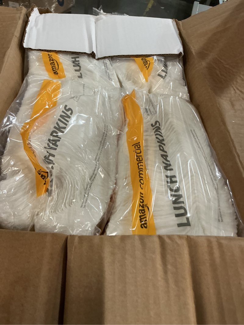 Condition photo showing New/Like New for AmazonCommercial 1-Ply White Lunch Napkins (SOFI-067)|Bulk |Disposable Paper Napkins |Lunch Napkins |FSC Certified |250 Napkins per Pack (12 Packs)(12 x 12 Sheet) 12 Packs Lunch Napkin