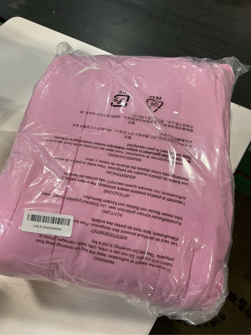 Condition photo showing Good Condition for amazon basics 5-piece soft, easy-wash microfiber kid's bed-in-a-bag bedding set with sheet and comforter, twin, pink, solid pink twin