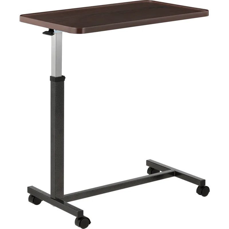 Drive Medical Overbed Table with Wheels - Secure Height Adjustment for Comfort - Non Tilt Surface -