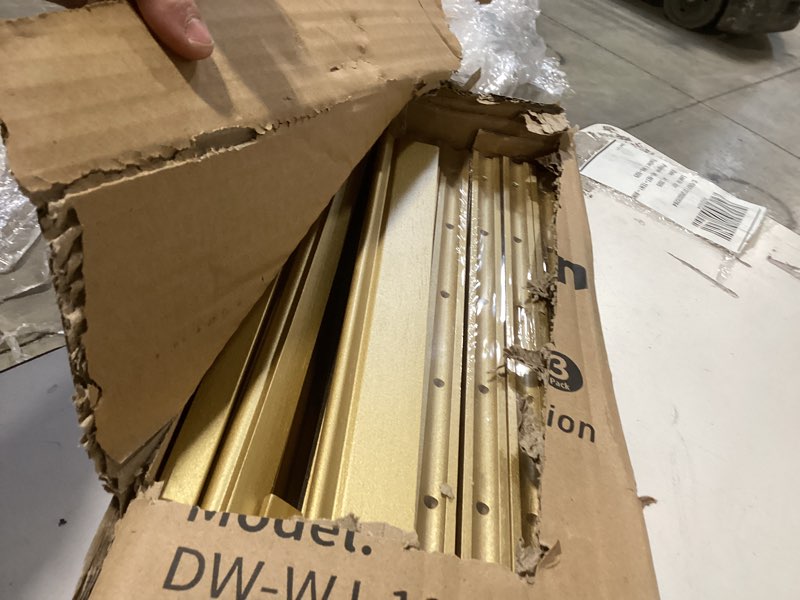 Condition photo showing As Is for DJAR 3 Pcs 63" Wooden Easel Stand for Sign, Dual-use Adjustable Height, Wood Floor Display Easel for Wedding, Welcome Board, Poster, Picture, Photo- Gold Gold 3pcs