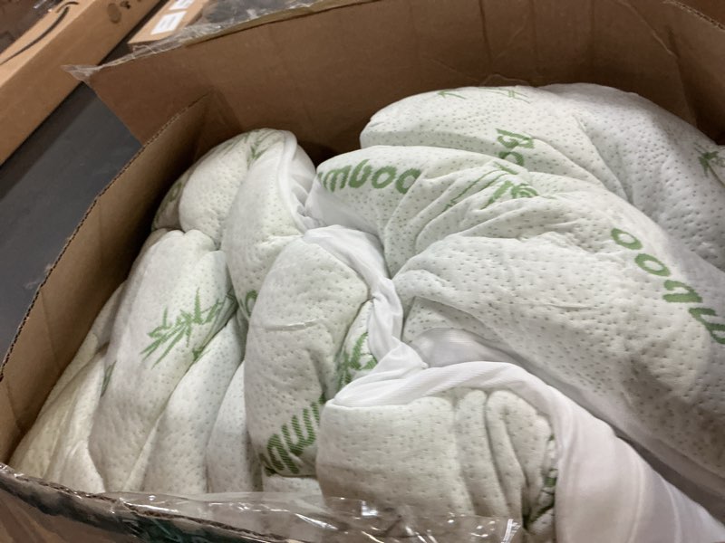 Condition photo showing As Is for 3 Inch Mattress Topper Queen Size - 1500GSM 3D+7D Down Alternative Fill Pillow Top Mattress Pad, Viscose Made from Bamboo Cover, Extra Firm for Back Pain, 6"-18" Deep Pocket (60"x80") Green Queen