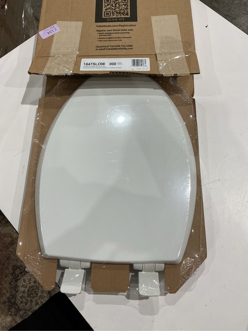 Condition photo showing Good Condition for mayfair cassel slow close toilet seat, easy clean, non slip premium wood seat, easy install, made in usa, elongated, white elongated 1 - toilet seat