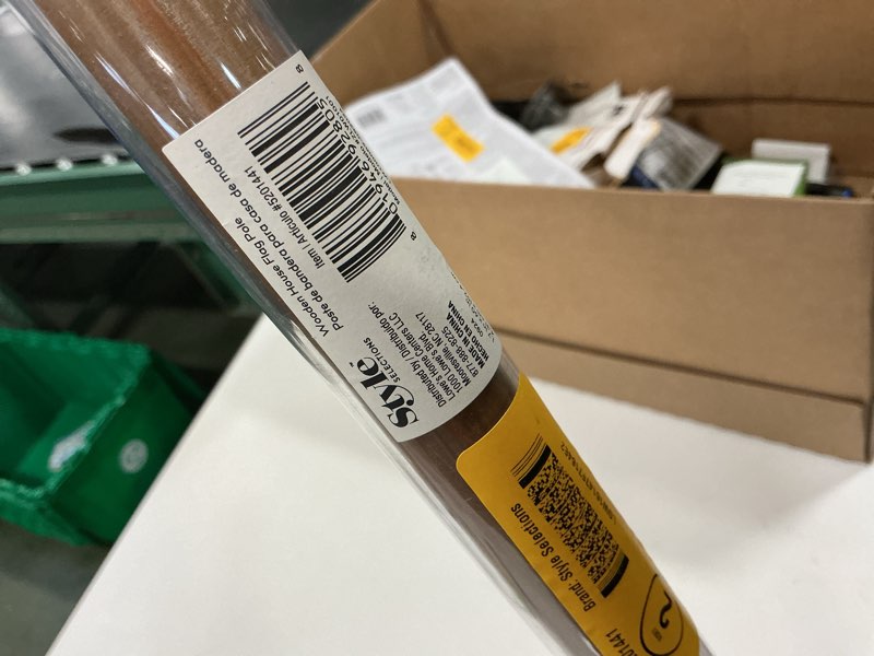 Condition photo showing As Is for Style Selections Natural Wood House Flag Pole - 5 ft