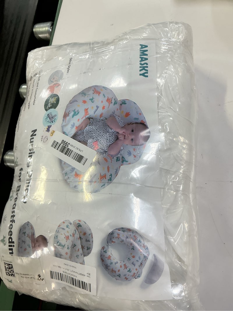 Condition photo showing New/Like New for amasky nursing pillow for breastfeeding and bottle feeding, ergonomic support for mom and baby, removable washable cover(navy blue), pallet of product
