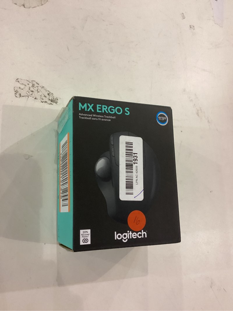 Condition photo showing As Is for Logitech MX Ergo S Advanced Wireless Trackball Mouse, USB-C Rechargeable Wireless Ergonomic Mouse with Bluetooth and Encrypted Dongle, 6 Programmable Buttons, for PC/Mac - Graphite