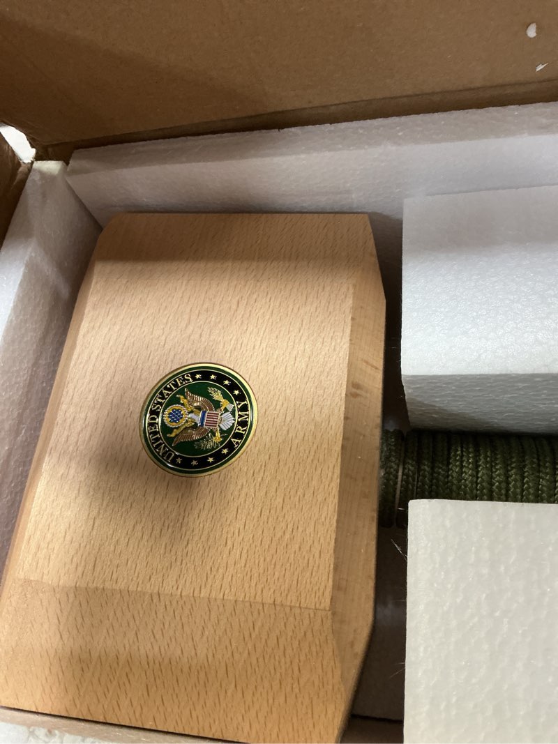 Condition photo showing Good Condition for Army Wooden Thor Mjolnir Hammer Home Decor - Decorative Novelty Office, Wall, Home Statue, Gift for America United States Military, Army, US Army, Service Branch Wall Art, Nautical Sea