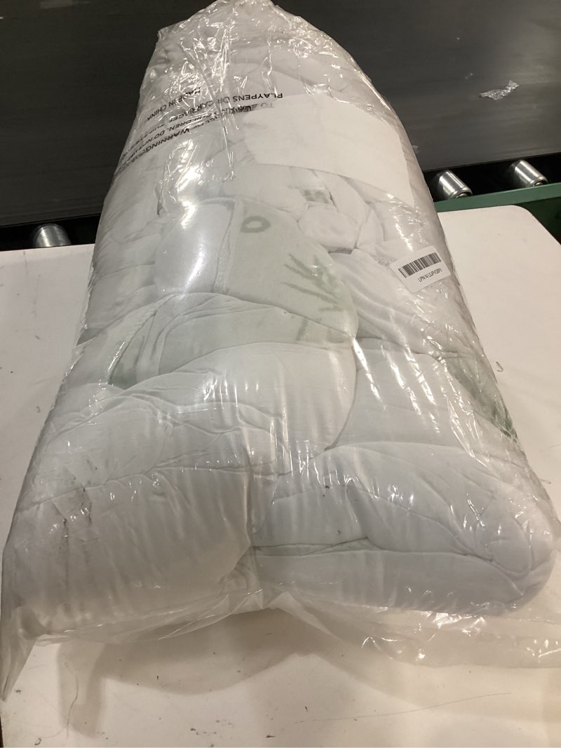 Condition photo showing As Is for Ultra Soft Queen Size Mattress Topper - Viscose Made from Bamboo Pillow Top Mattress Pad for Back Pain Relief - Naturally Cooling for Hot Sleepers, Green Green Queen