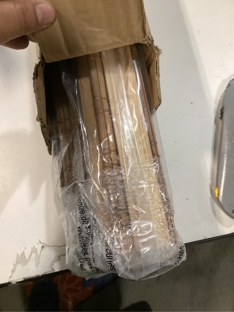 Condition photo showing Good Condition for LazBlinds No Tools No Drill Cordless Bamboo Roman Shades, Light Filtering Window Treatment, Roll Up Bamboo Blinds for Windows 34.5'' W x 48'' H, Ceylon Light Russet Light Filtering-ceylon Light Russet 34.5" W x 48" H