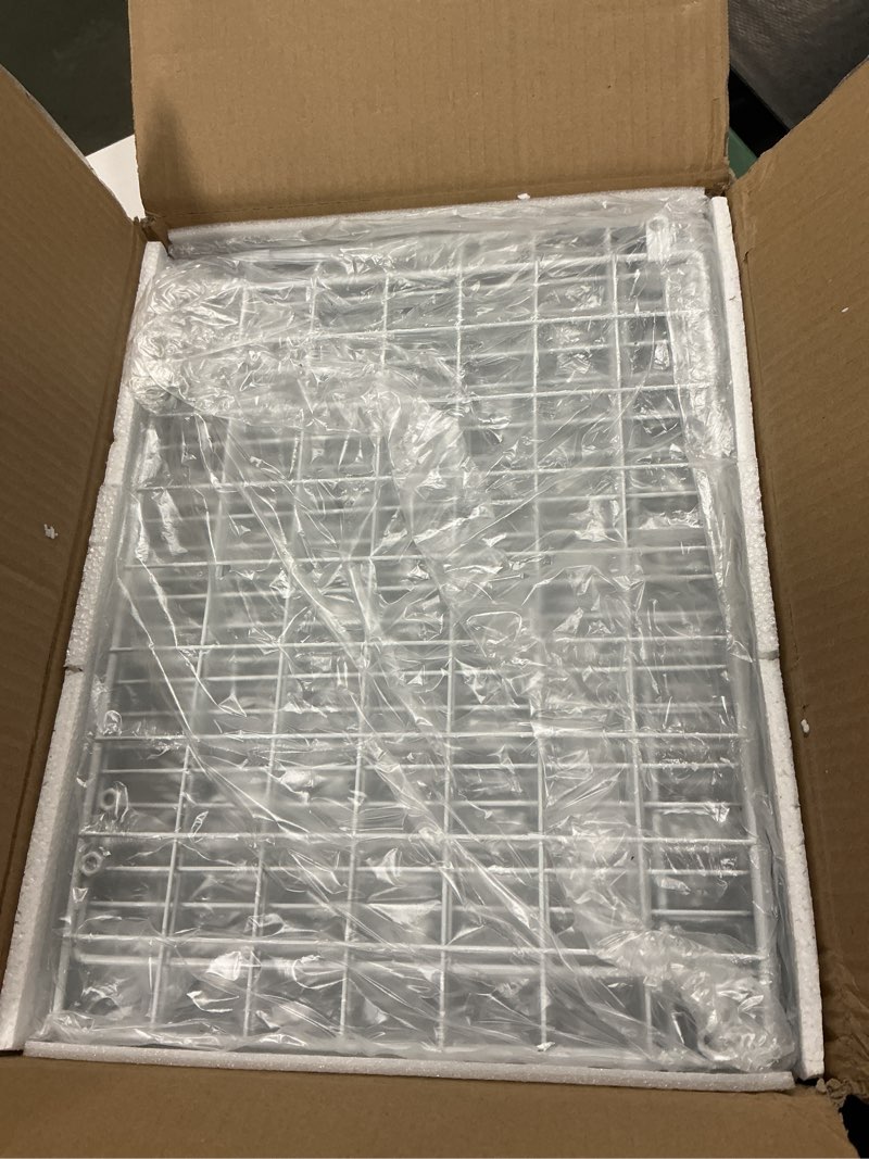 Condition photo showing Good Condition for 8 Tier Extended Width Hanging Closet Organizer, Sweater Storage for Closet Organizer System, Stackable Wire Basket Bins for Clothes Purse Shoes, Hanging Shelves with 4 Hooks & 4 Dividers Adjustable