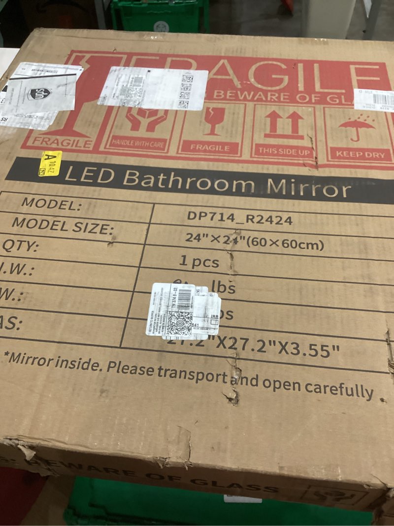 Condition photo showing Good Condition for LOVESPEJO 24 Inch Round Backlit Bathroom Mirror with Lights, Circle LED Mirror for Bathroom, Fogless, Stepless Dimmable, 3 Color Changing, Memory, Shatterproof Backlit Round 23.5"L x 23.5"W