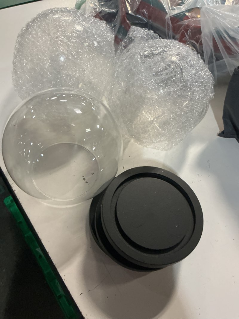Condition photo showing Good Condition for tuanse 3 pieces glass dome display showcase glass globe and display dome with wood base diy craft keepsake globe case gifts for women wedding tabletop centerpiece decoration(black)