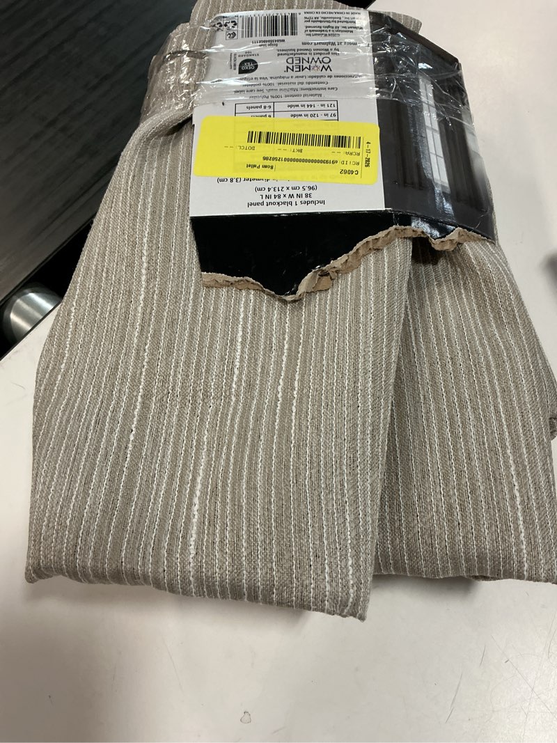 Condition photo showing Good Condition for mainstays blackout textured slub grommet single indoor curtain panel, beige, 38" w x 84" l