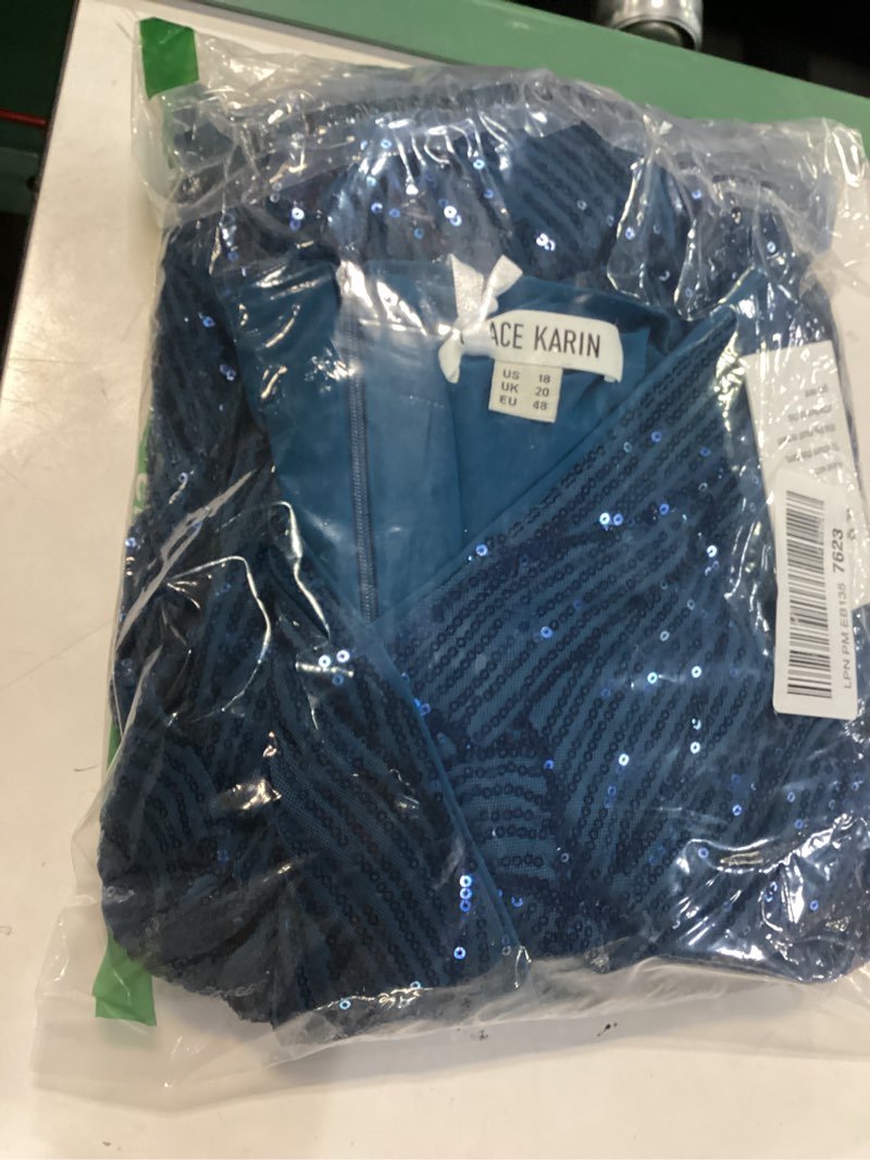 Condition photo showing New/Like New for grace karin 2025 women's two piece sequin dress with jacket mother of the bride dresses homecoming wedding guest dresses 6 blue green