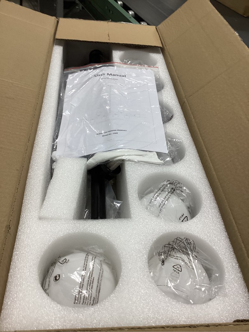 Condition photo showing Good Condition for mid century modern globe sputnik chandelier, 9-light linear chandeliers for dining room and kitchen island, dining light fixture over table, black and milk white glass bubble, 40 inch black milk white 9-light 40 inch