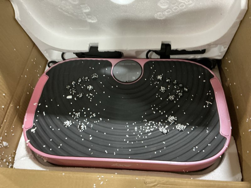 Condition photo showing As Is for AXV Vibration Plate Exercise Machine Whole Body Workout Vibrate Fitness Platform Lymphatic Drainage Machine for Weight Loss Shaping Toning Wellness Home Gyms Workout PLAT-PINK