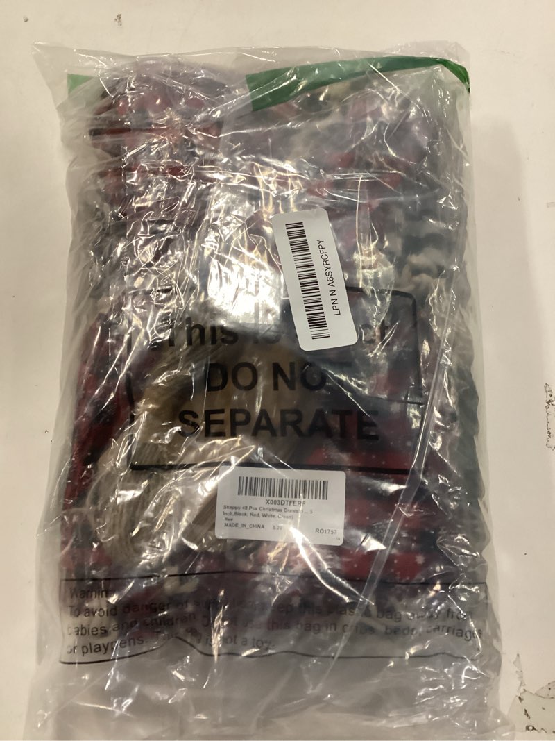 Condition photo showing New/Like New for Shappy 48 Pcs Christmas Drawstring Bags Xmas Buffalo Plaid Burlap Candy Bags Linen Treat Sack Holiday Party Favor Christmas Sack Sachet with Cards and Rope(7 x 5 Inch,Black, Red, White, Green) 7 x 5 Inch Black, Red, White, Green