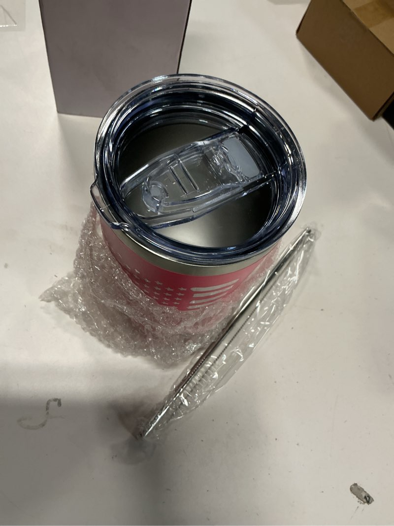 Condition photo showing Good Condition for 20 oz Travel Coffee Mug, Make Coffee Great Again Tumbler, Stainless Steel Vacuum Insulated Coffee Mug with Lid and Straw, Double Wall Insulated Mug for Cold Water and Drinks, 20 Oz Tumbler, Dark Pink