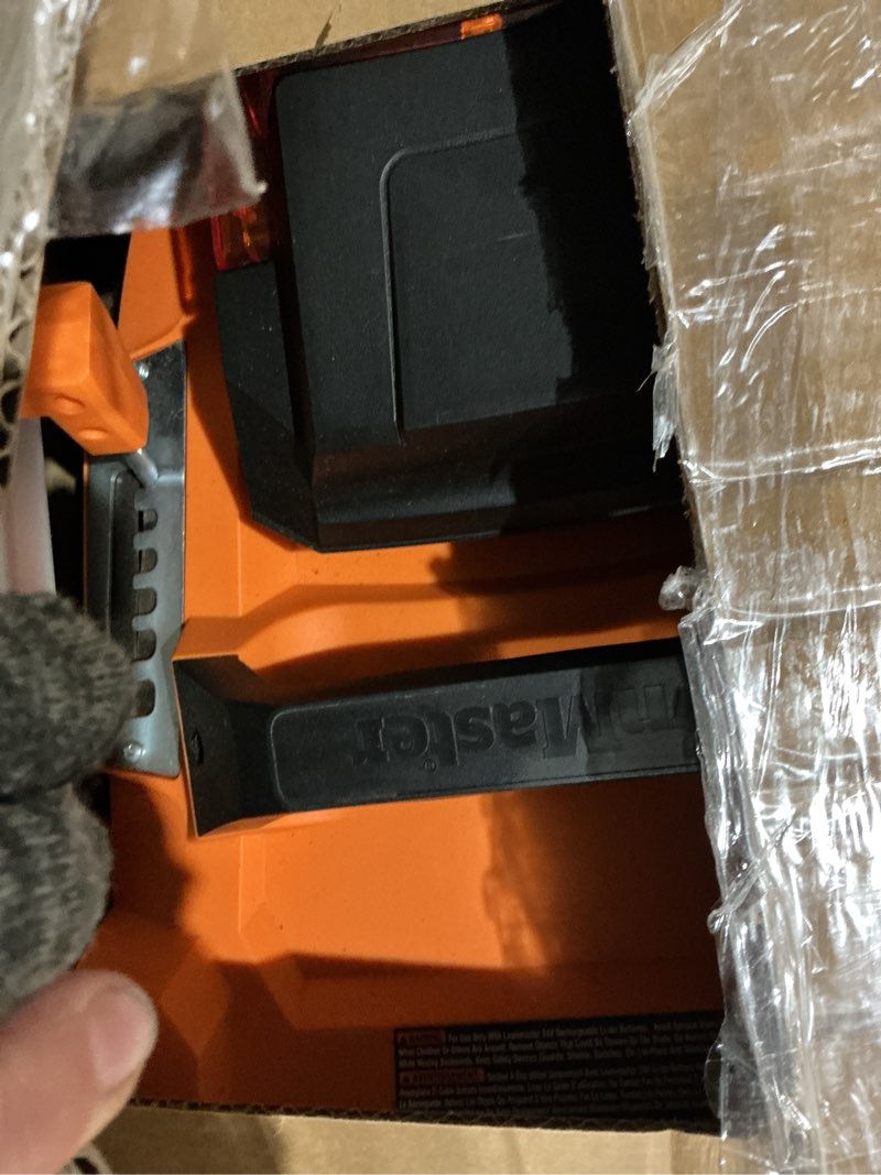 Condition photo showing As Is for lawnmaster 48v max electric lawn mower, 19-inch brushless cordless lawn mower with 2x24v max 4.0ah battery and a dual charger-clmf4819a 19-inch-orange