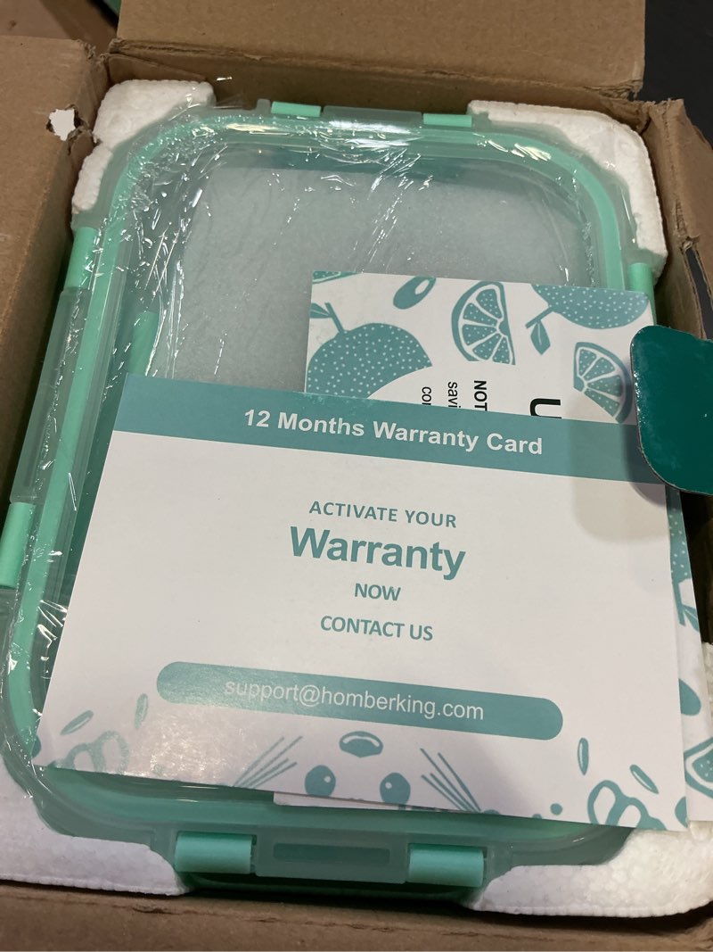 Condition photo showing New/Like New for HOMBERKING 10 Pack Glass Meal Prep Containers, Glass Food Storage Containers with Lids, Airtight Glass Lunch Bento Boxes, BPA-Free & Leak Proof (10 lids & 10 Containers) - Blue