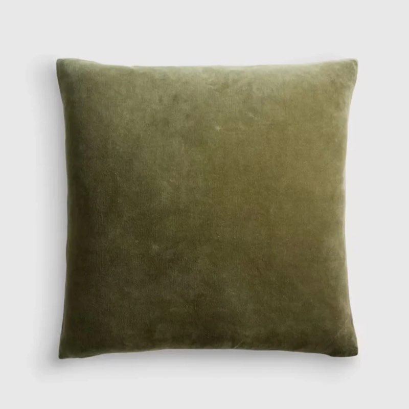 quince 20x20 classic cotton velvet pillow cover olive