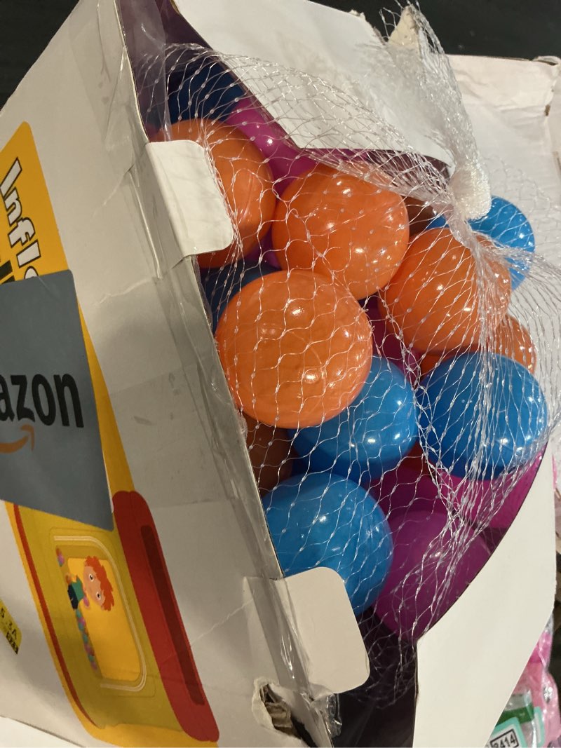 Condition photo showing New/Like New for QPAU 3-in-1 Inflatable Bounce House for Toddlers 1-3, Ball Pit & Trampoline, Inflatable Bouncy House with Safety Net, Indoor & Outdoor Bubble Bouncer Baby Play Yard?Blue & Pink?