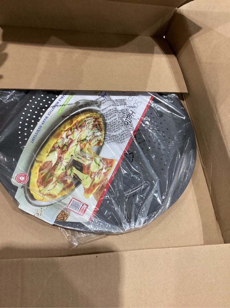 Condition photo showing Good Condition for goodcook airperfect insulated nonstick carbon steel pizza pan with cutting guides, perforated nonstick pizza pan, 15.75-inch, gray