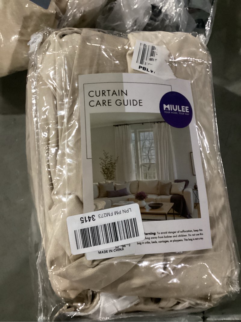 Condition photo showing As Is for MIULEE Pinch Pleated Thick Linen Curtains 90 Inches Long 2 Panels for Living Room Bedroom, Memory Trained Pinch Pleat Drapes Back Tab Light Filtering Natural Ivory Cream Window Curtains with Hooks 40"W x 90"L (Pack of 2) Natural