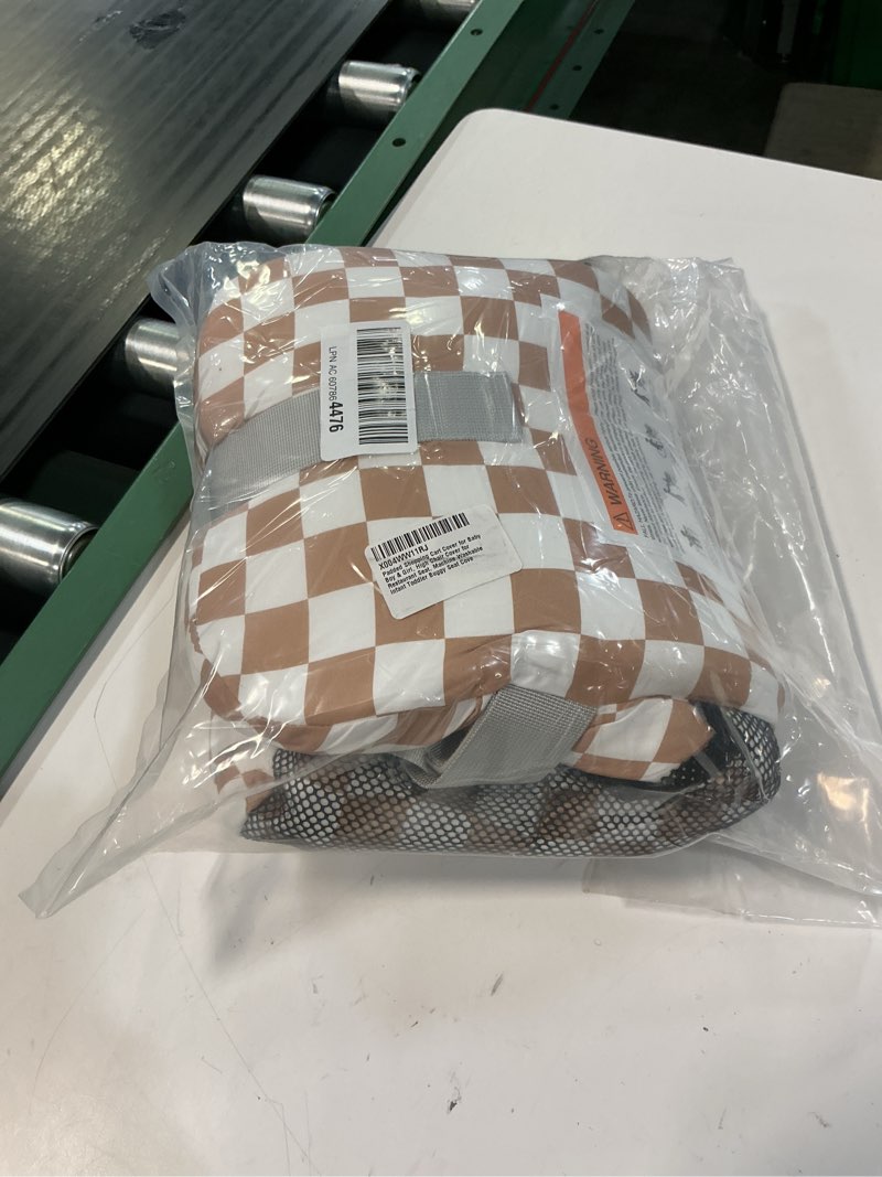 Condition photo showing Good Condition for padded shopping cart cover for baby boy & girl, high chair cover for restaurant seat, machine washable infant toddler buggy seat cover (checkered)
